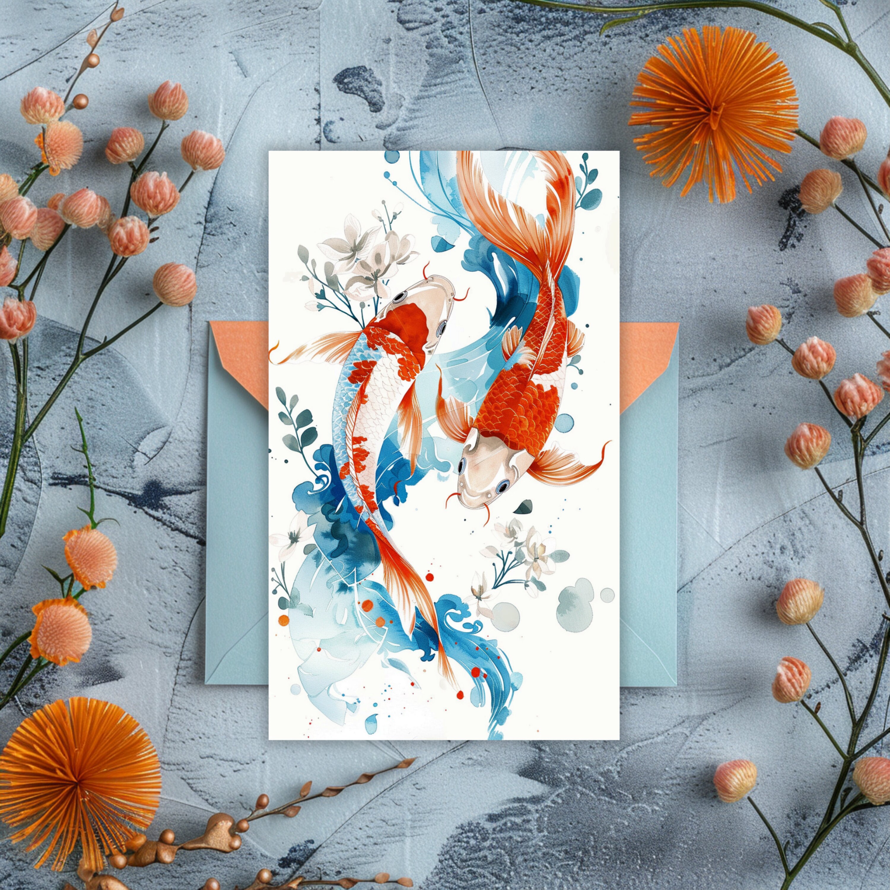 Koi Love Card Invitation from the Koi Love Card collection