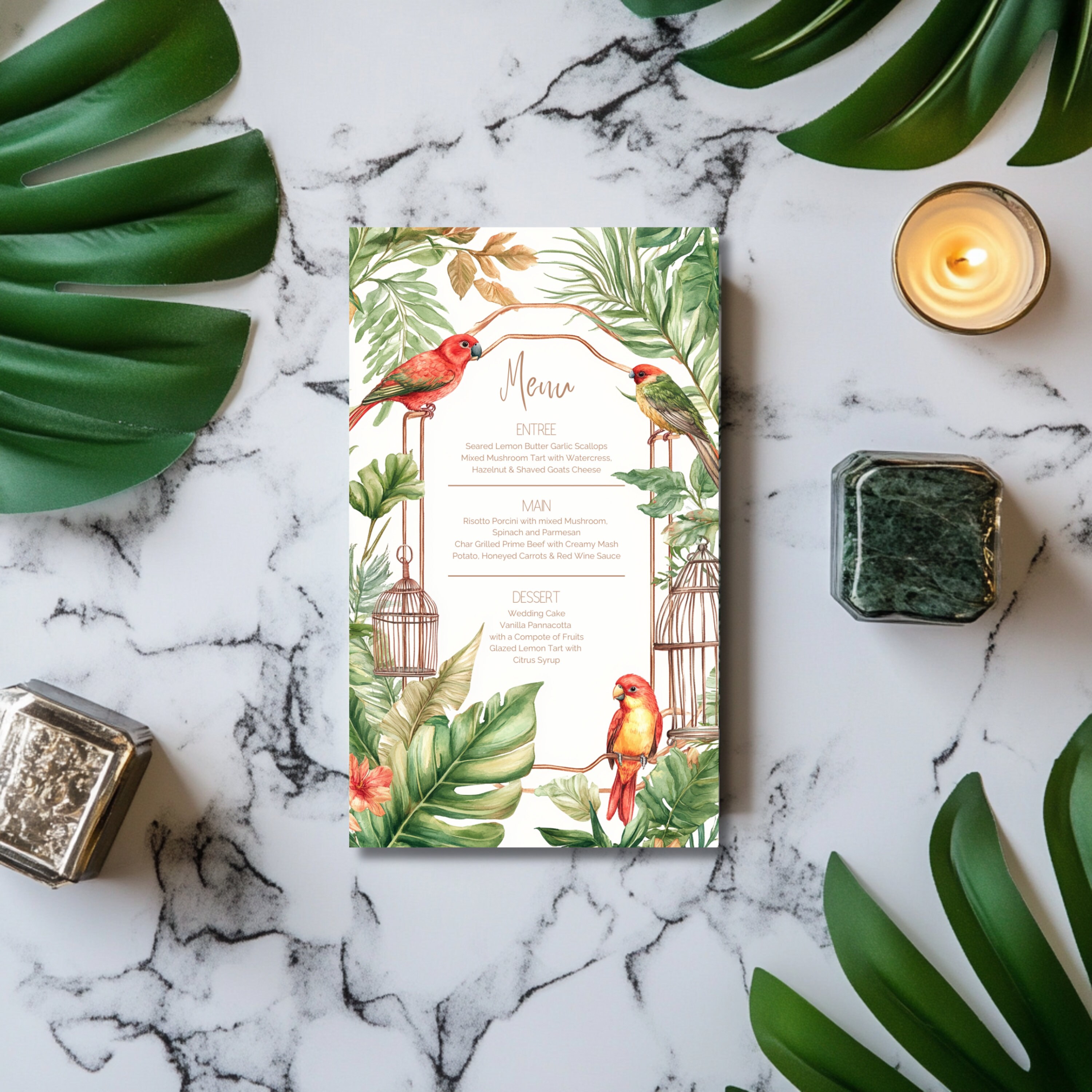 Botanical Aviary Menu from the Botanical Aviary collection
