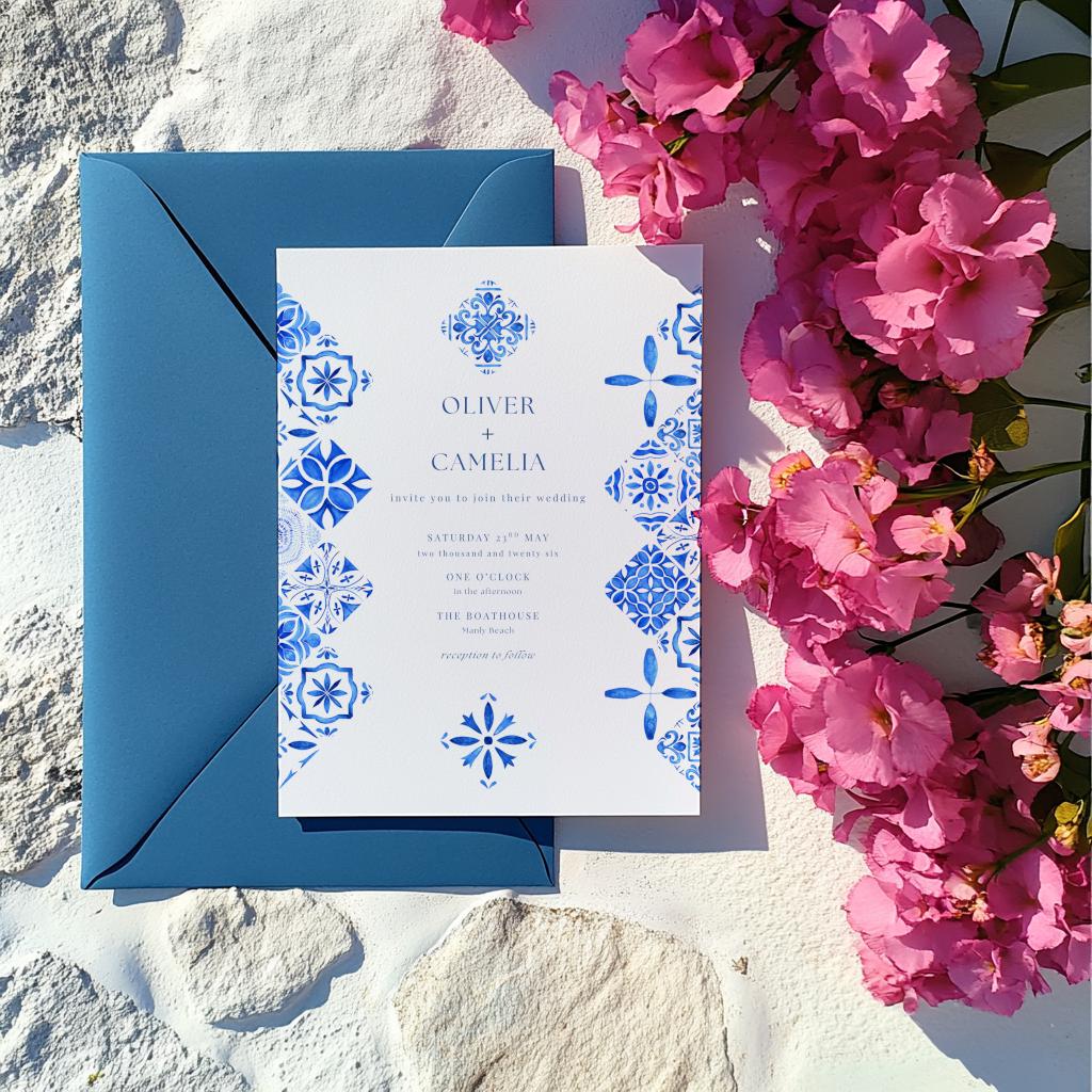 Santorini Blue Invitation