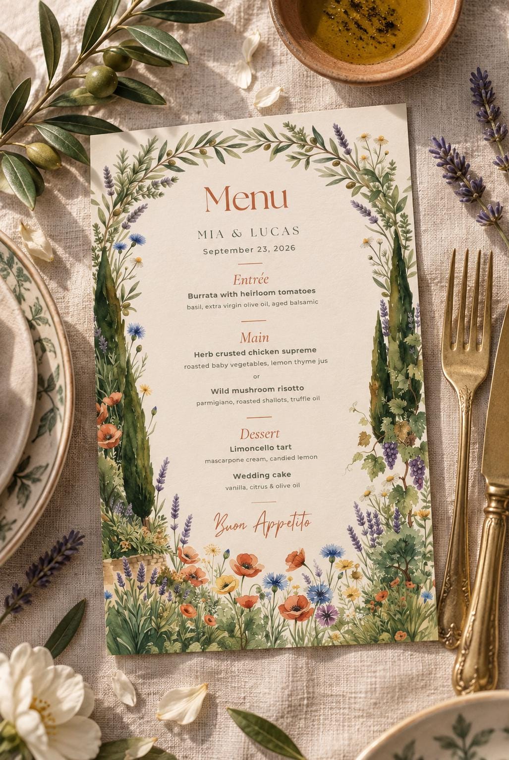 Cypress Villa Menu